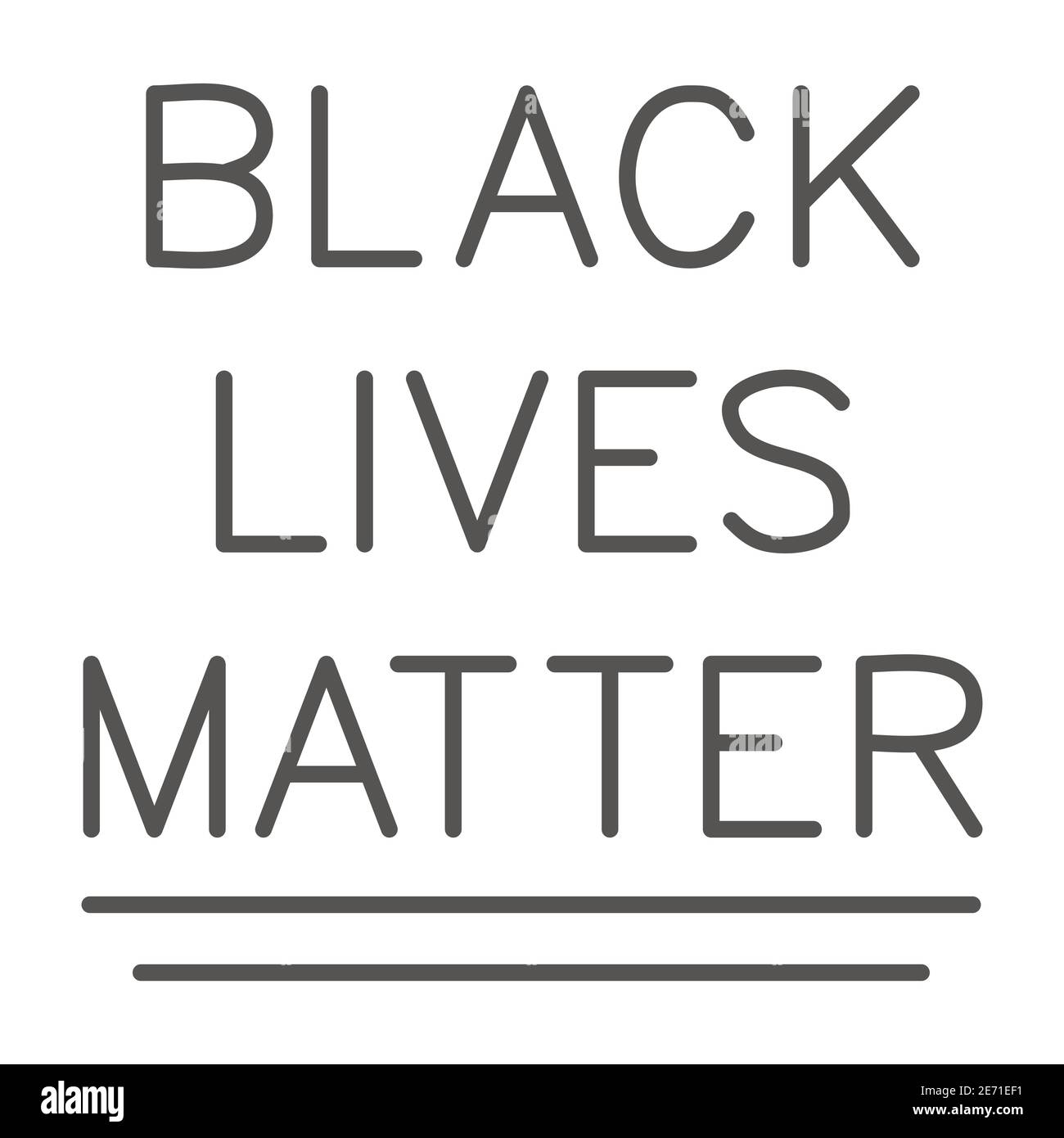 Black Lives Materie Inschrift dünne Linie Symbol, Black Lives Materie Konzept, BLM Text-Zeichen auf weißem Hintergrund, Stop Rassismus Poster-Symbol in skizzenartigen Stil Stock Vektor