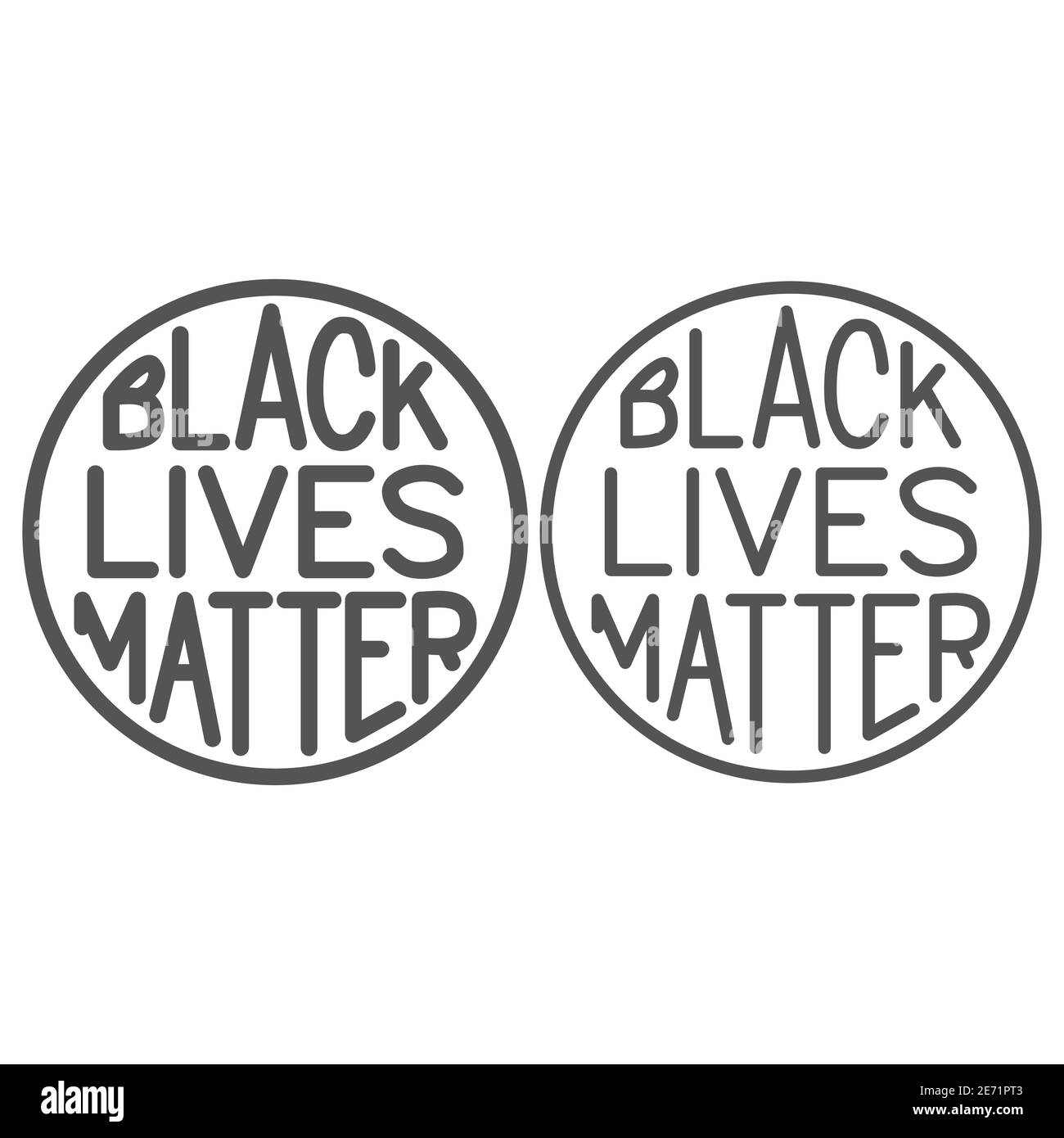 Black Lives Matter Poster in runder Rahmenlinie und solide Ikone, BLM Konzept, BLM Poster Zeichen auf weißem Hintergrund, Protest Banner über Menschenrecht Stock Vektor