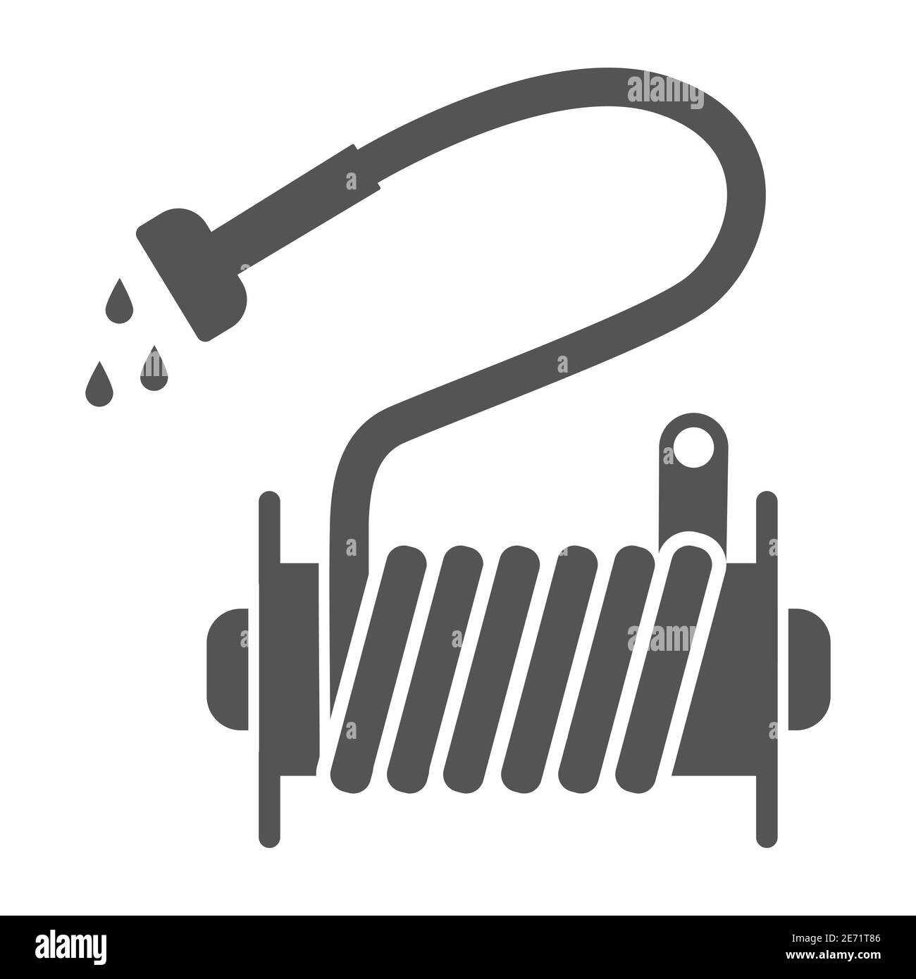 Bewässerungsschlauch solide Ikone, Garten und Gartenkonzept, Jets von Wasser Bewässerung Ausrüstung Zeichen auf weißem Hintergrund, Wasserschlauch Symbol in Glyph-Stil Stock Vektor