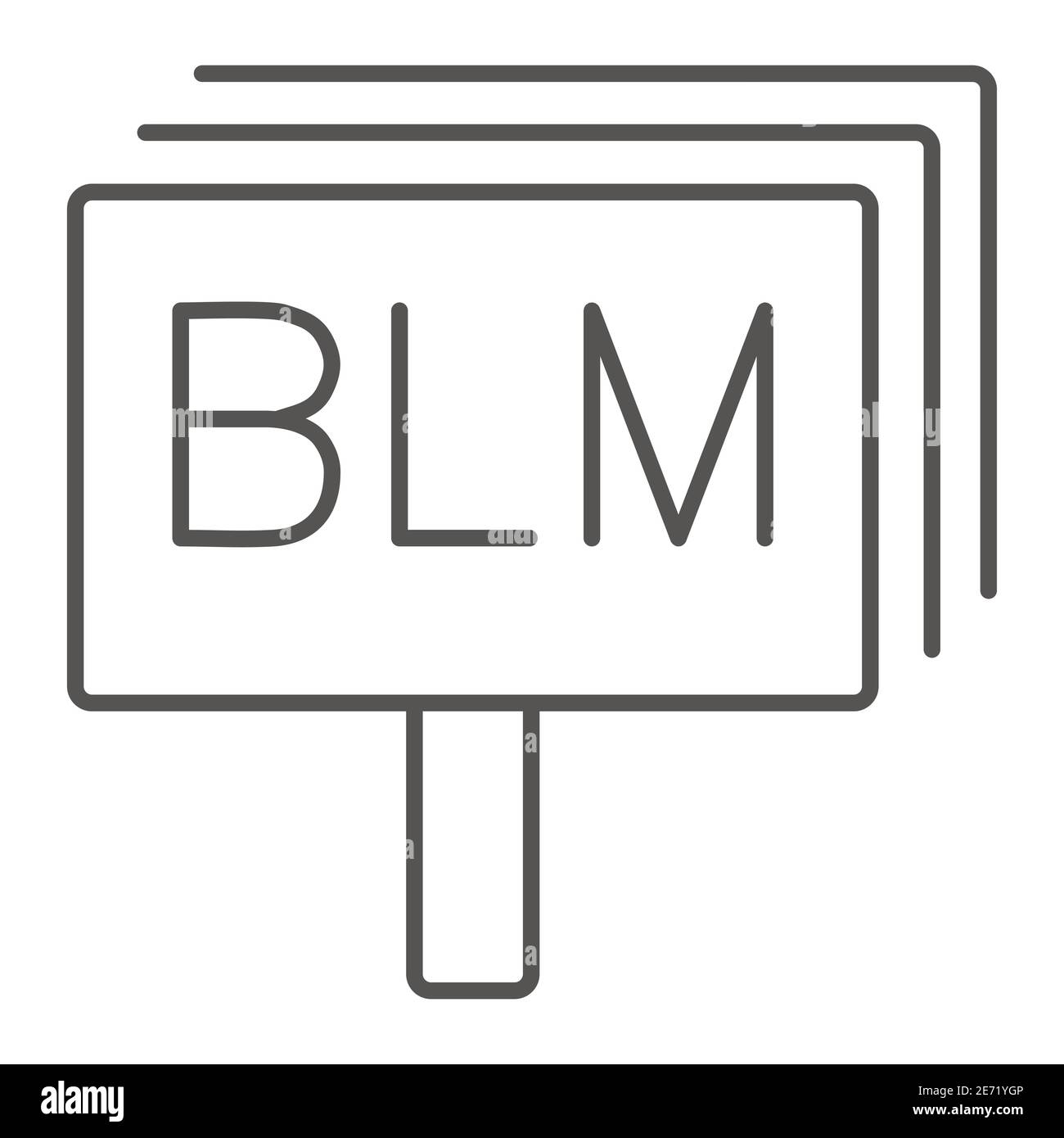 Black Lives Materie Board dünne Linie Symbol, Black Lives Materie Konzept, BLM-Zeichen auf weißem Hintergrund, Stop Rassismus Poster-Symbol in Umriss-Stil für mobile Stock Vektor