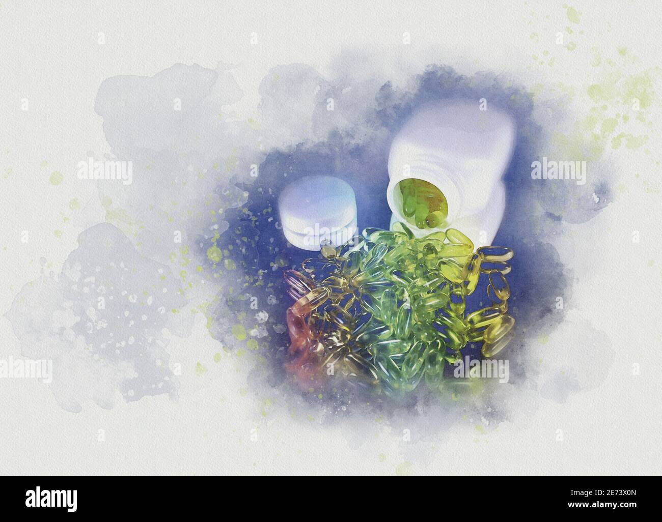 Flasche Pillen, Abbildung Stockfoto