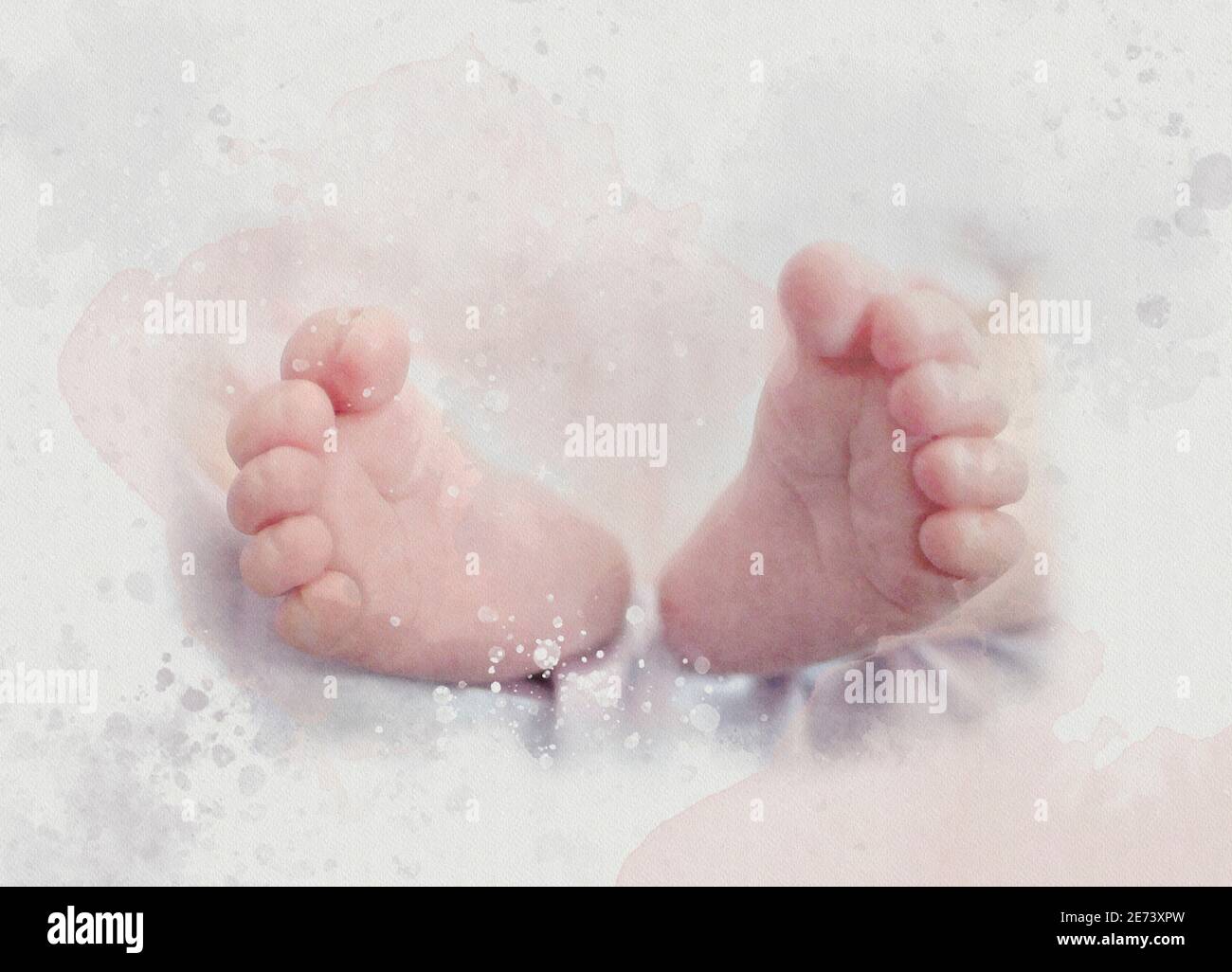 Babyfüße, zusammengesetztes Bild Stockfoto