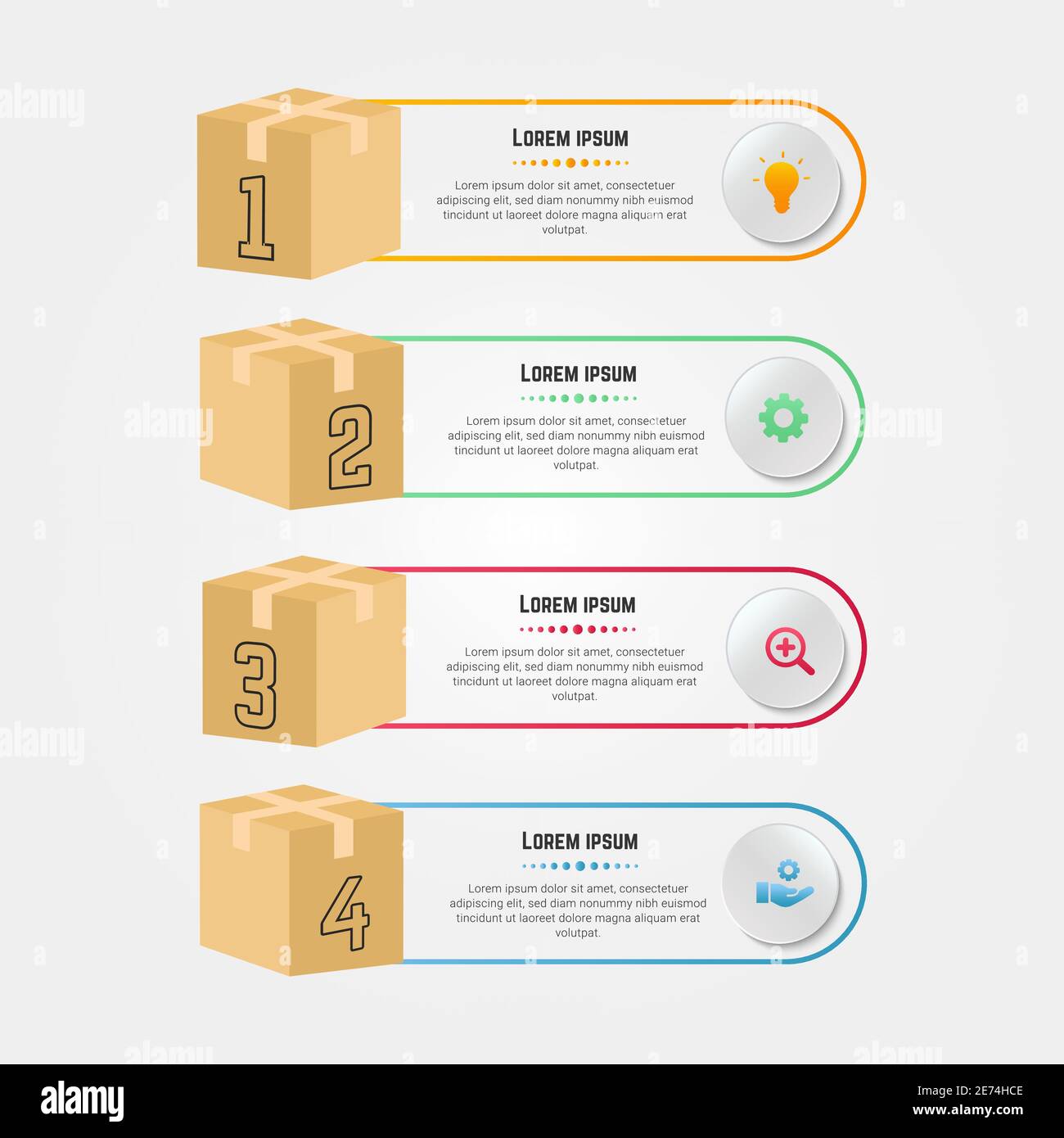 Moderne Infografik mit 3d-Verpackungskartons Stock Vektor