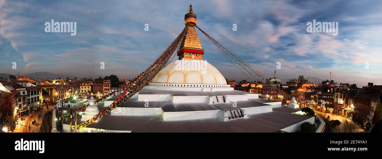Abends Blick auf Bodhnath Stupa - Kathmandu - Nepal Stockfoto