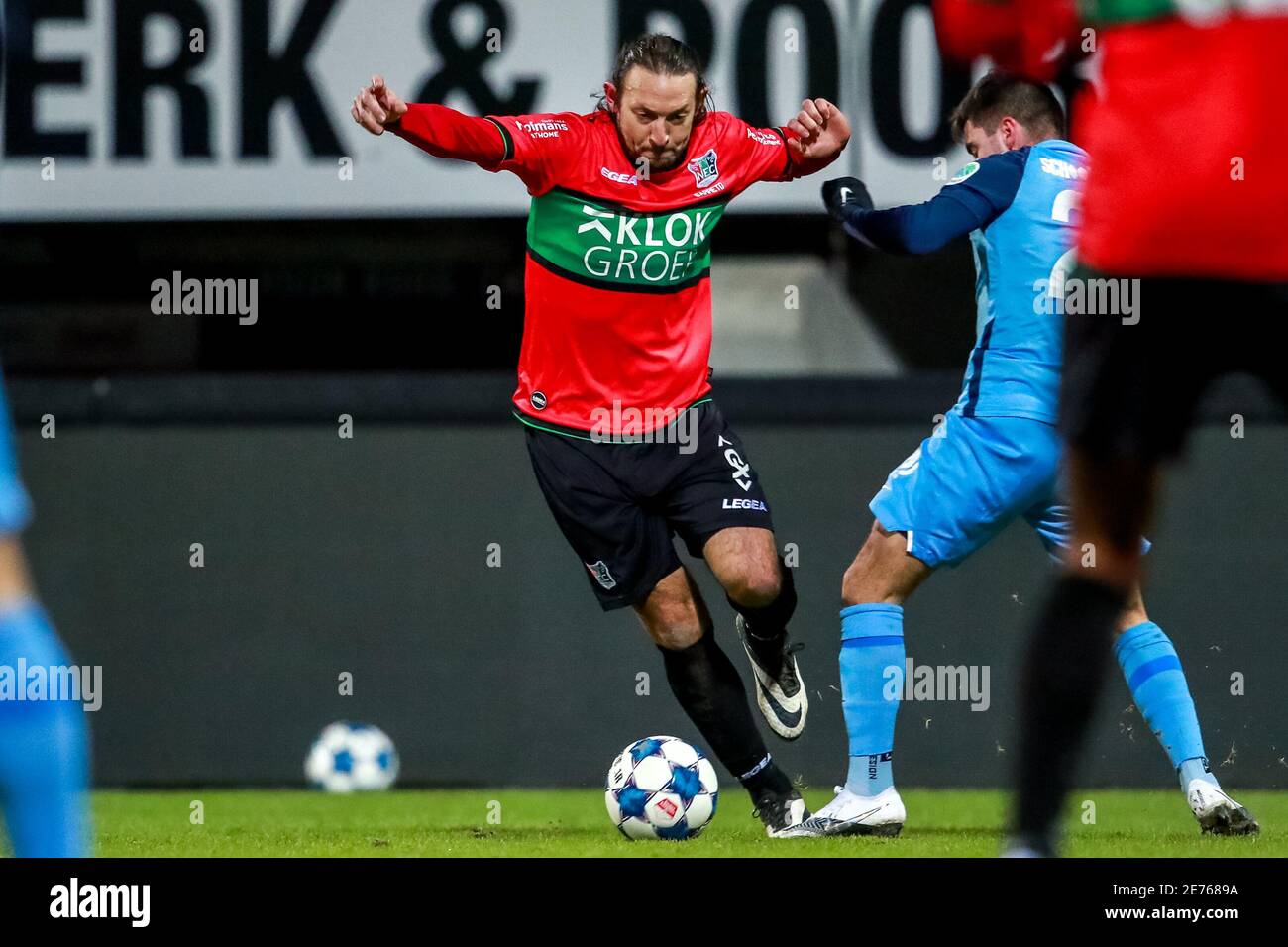 NIJMEGEN, NIEDERLANDE - JANUAR 29: Edgar Barreto von NEC während des niederländischen Keukenkampioendivisie-Spiels zwischen NEC und FC Utrecht U23 bei De Goffert Sta Stockfoto