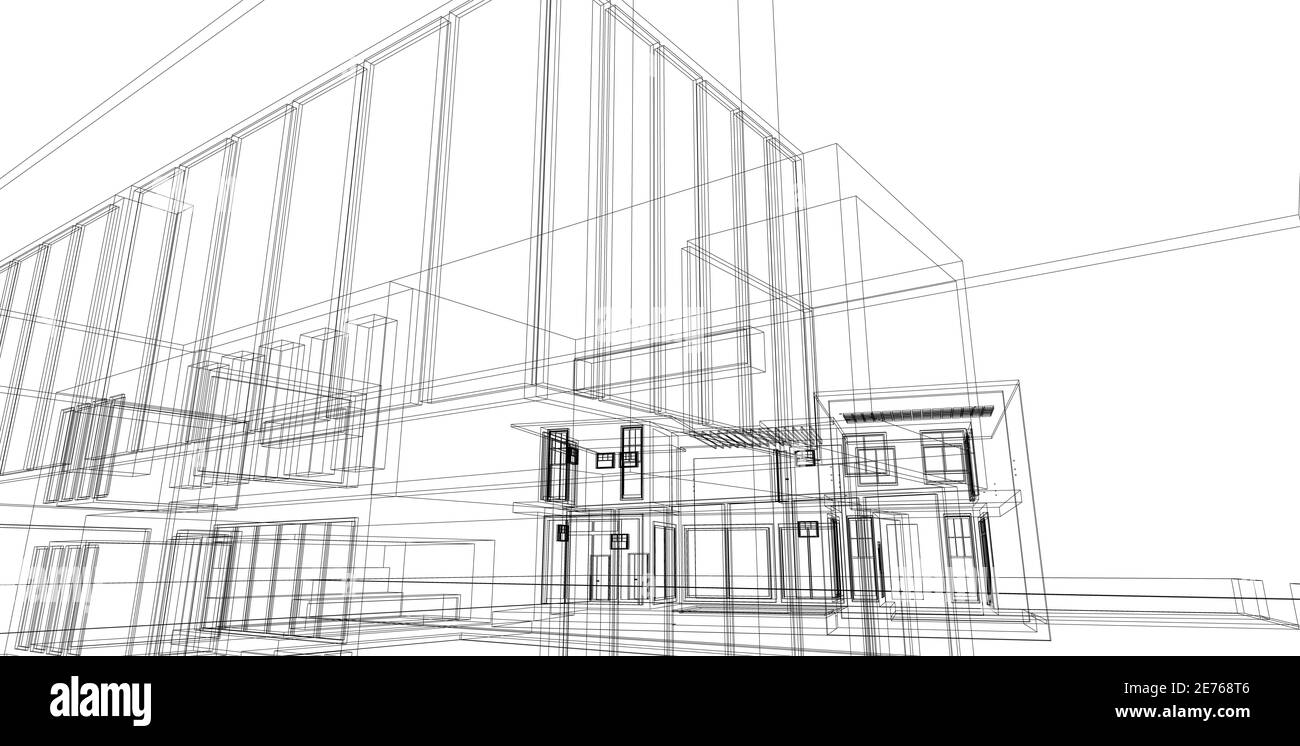 Abstrakte Architekturzeichnung Skizze,Illustration Stockfoto