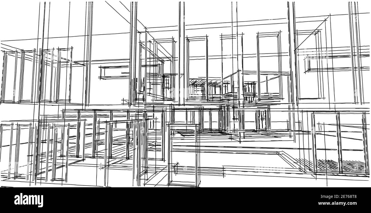 Abstrakte Architekturzeichnung Skizze,Illustration Stockfoto