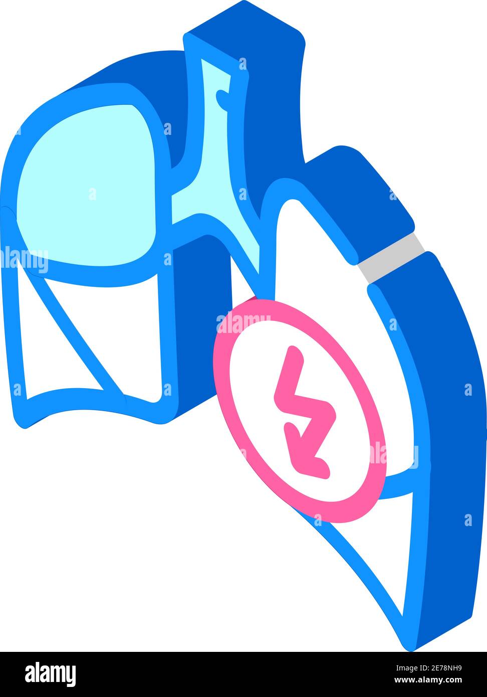 Illustration des isometrischen Symbolvektors der Lunge mit Schnittache Stock Vektor