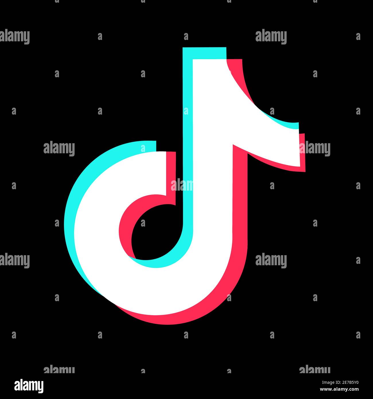 TikTok Logo auf schwarzem Hintergrund Stock Vektor