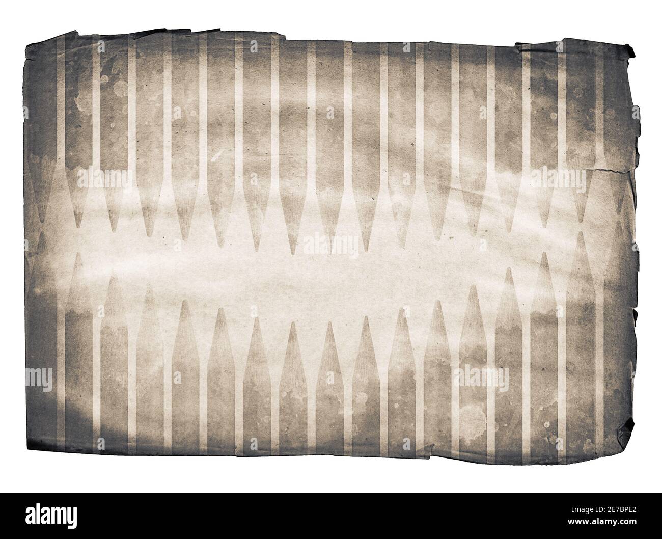 Grunge Papierbogen mit Wasserzeichen aus Bleistiften in einer Form Von Lächeln Stockfoto