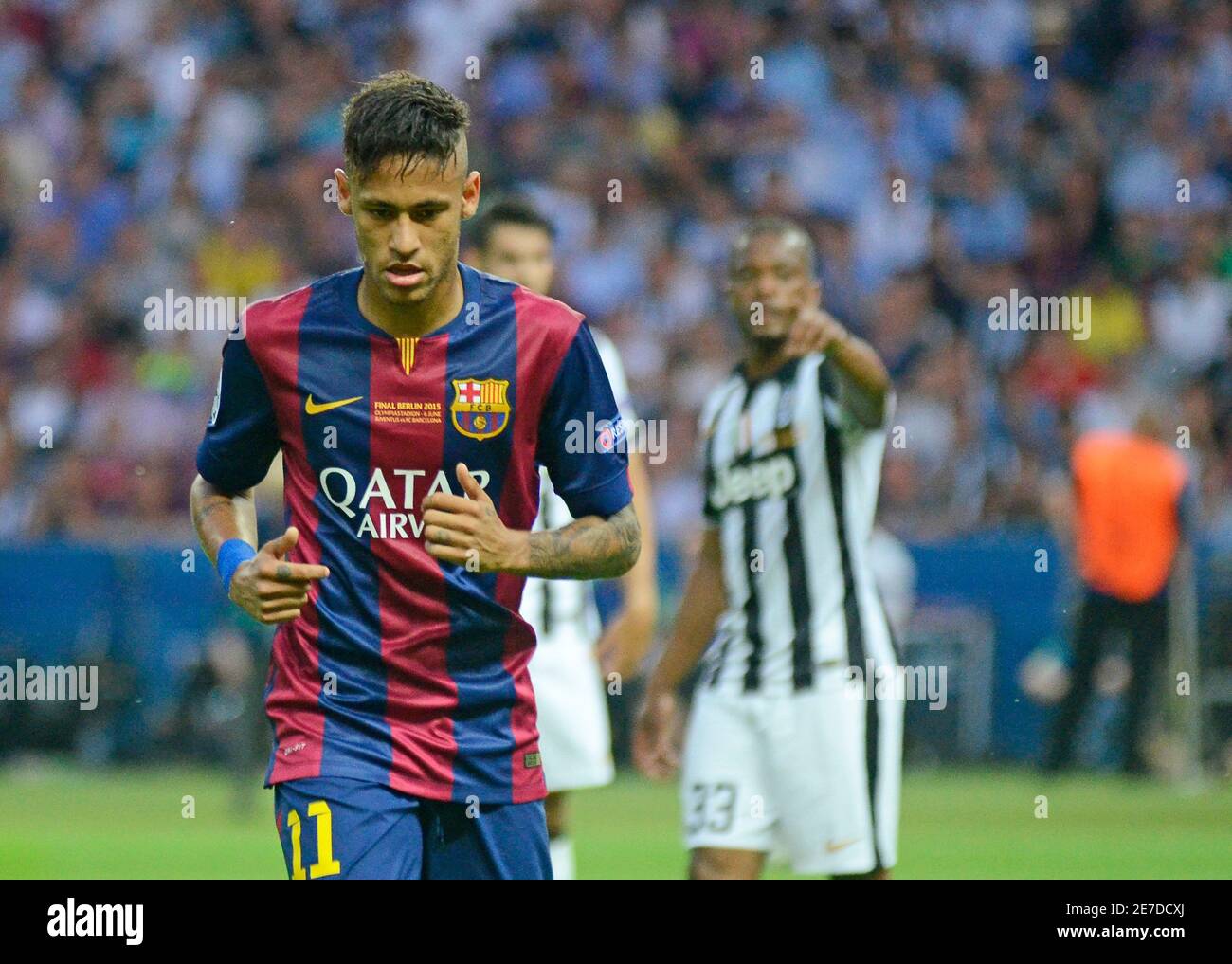 BERLIN, DEUTSCHLAND - 6. JUNI 2015: Neymar während des UEFA Champions League Finales 2014/15 zwischen Juventus Torino und FC Barcelona im Olympiastadion. Stockfoto