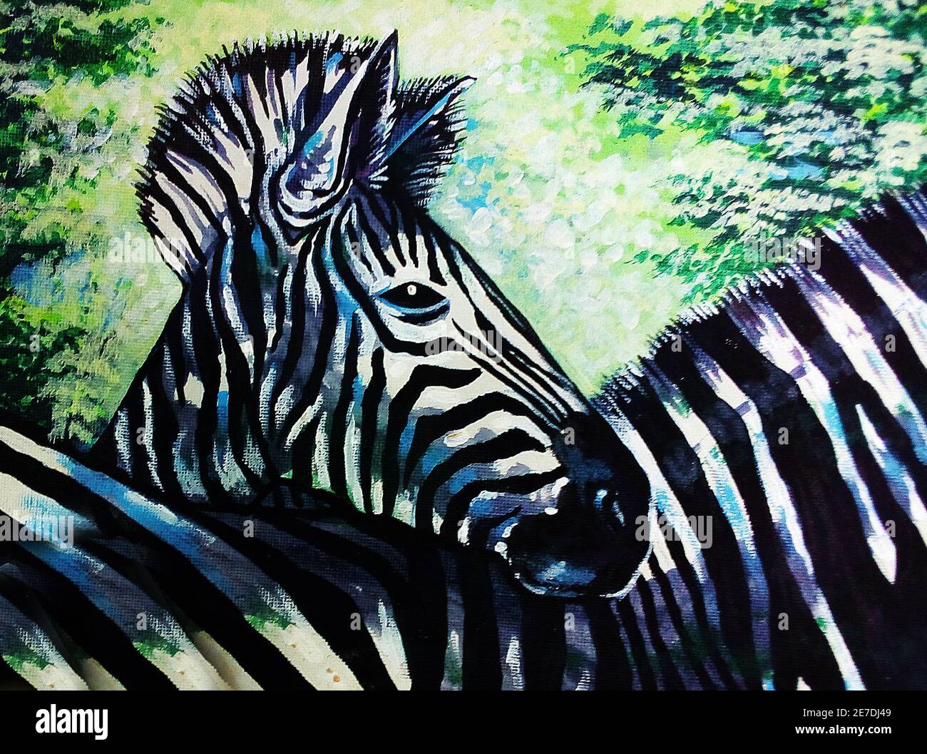 Kunst, Malerei, Bildende Kunst, Öl, Farbe, Laufen, Zebra Pferd, Glück, aus Thailand Stockfoto
