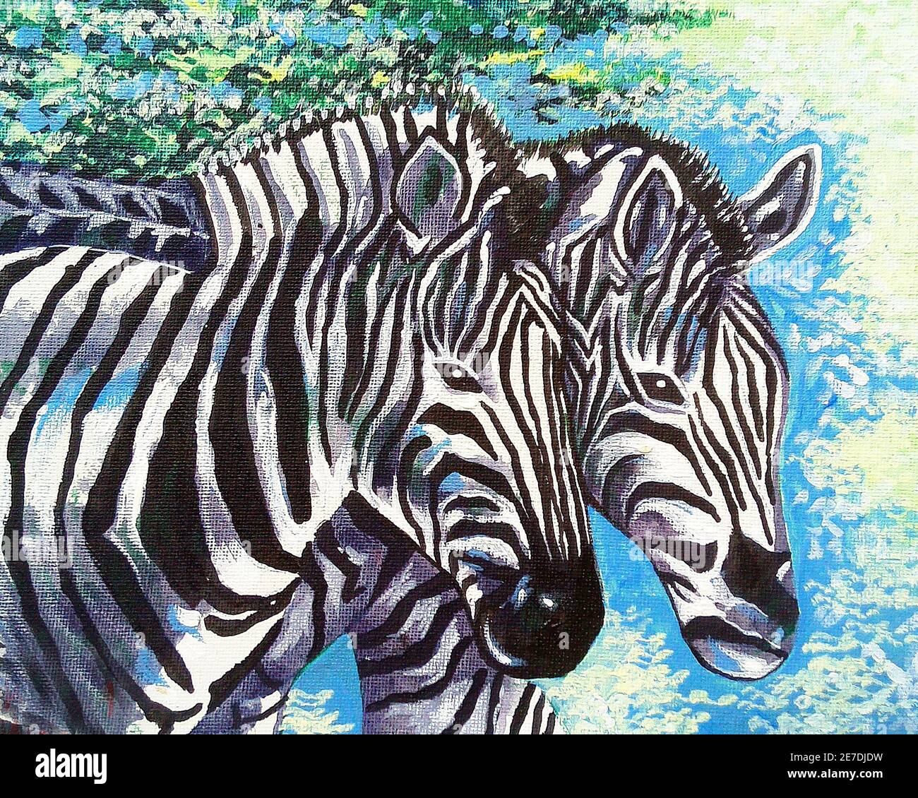 Kunst, Malerei, Bildende Kunst, Öl, Farbe, Laufen, Zebra Pferd, Glück, aus Thailand Stockfoto
