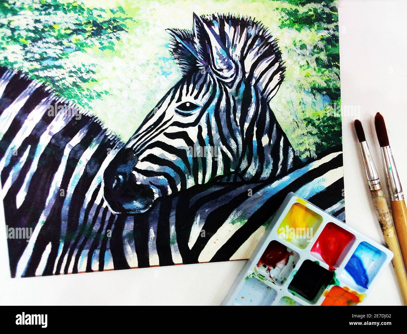 Kunst, Malerei, Bildende Kunst, Öl, Farbe, Zebra Pferd, Glück, aus Thailand Stockfoto