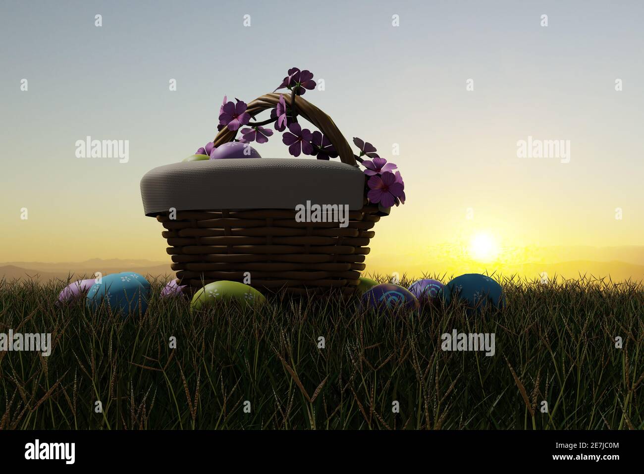 Einfache Bunte Schokolade Osterei Szene. 3D-Illustration Stockfoto