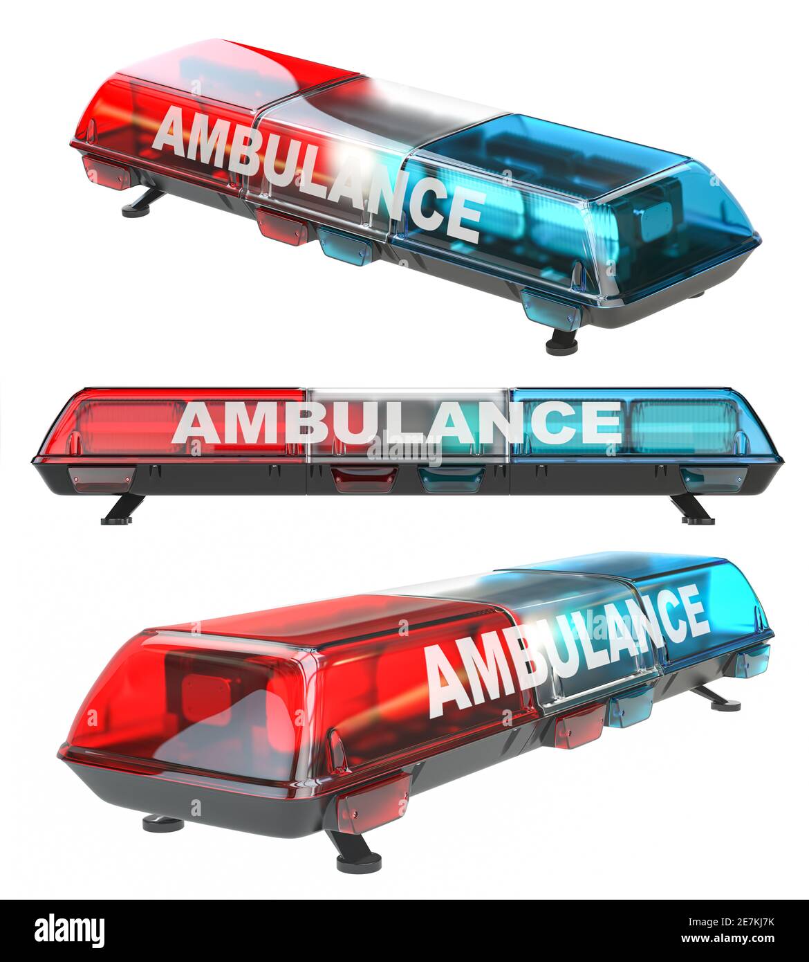 Krankenwagen Sirene Notlicht isoliert auf weißem Hintergrund. 3d-Illustration Stockfoto