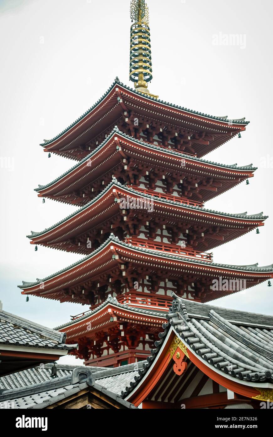 Fünfstöckige Pagode, Sensoji-Tempel in Tokio, Japan Stockfoto