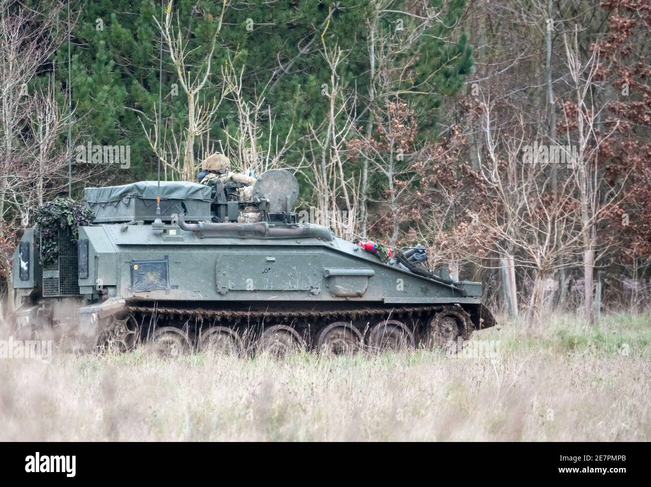 british Army Scimitar leicht gepanzerte Fahrzeug auf Manöver und Aufklärung Stockfoto