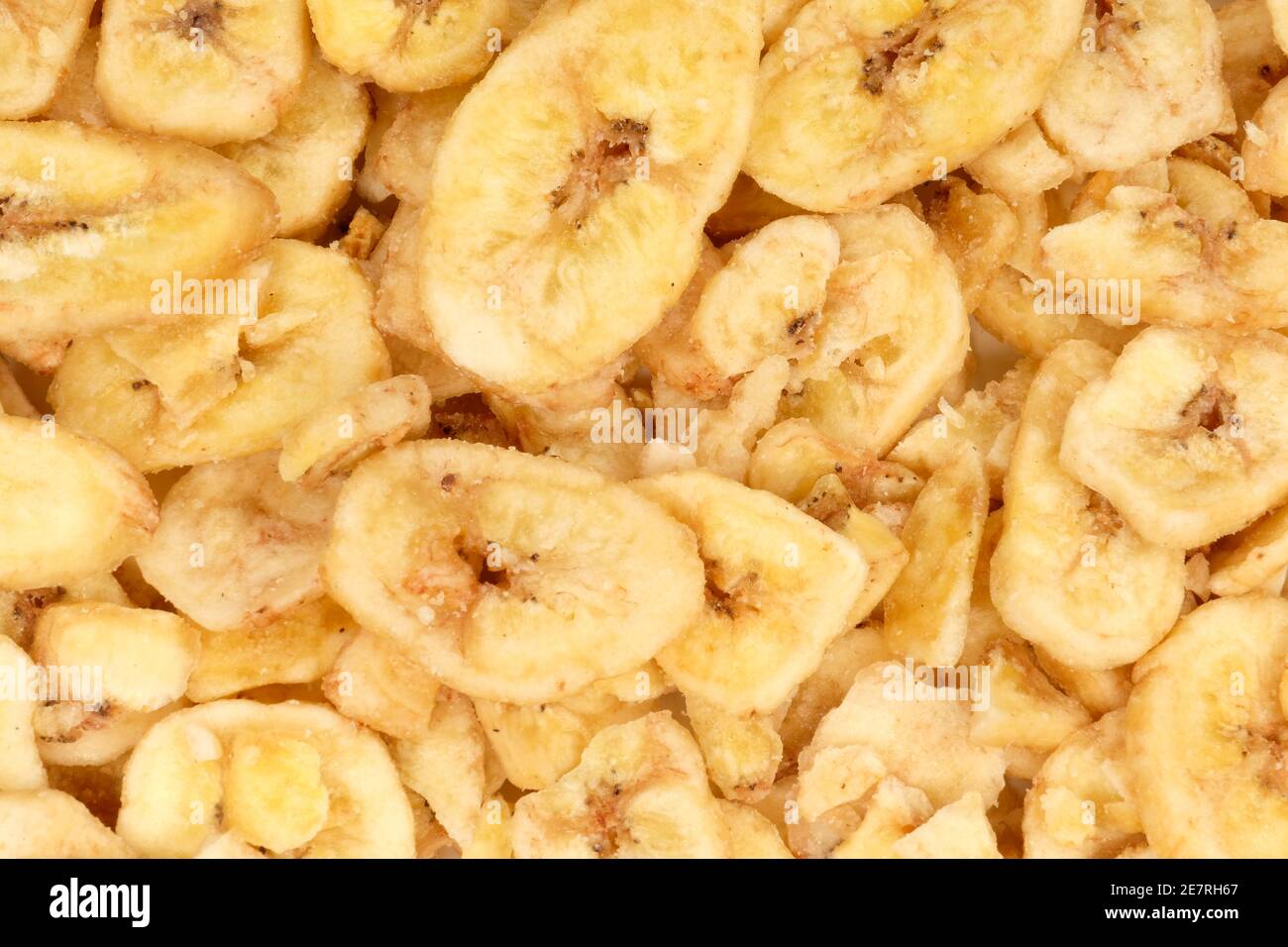 Nahaufnahme von getrockneten Bananenchips Stockfoto