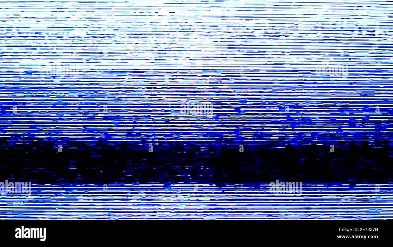 TV Static Noise Glitch-Effekt – Originalfoto von einem Vintage-Fernseher Stockfoto