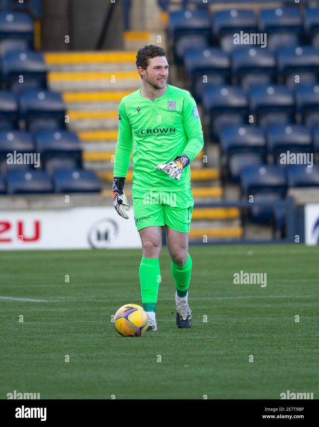 Starks Park, Kirkcaldy, Fife, Großbritannien. Januar 2021. Scottish Championship Football, Raith Rovers versus Dundee FC; Dundee-Torwart Jack Hamilton Credit: Action Plus Sports/Alamy Live News Stockfoto