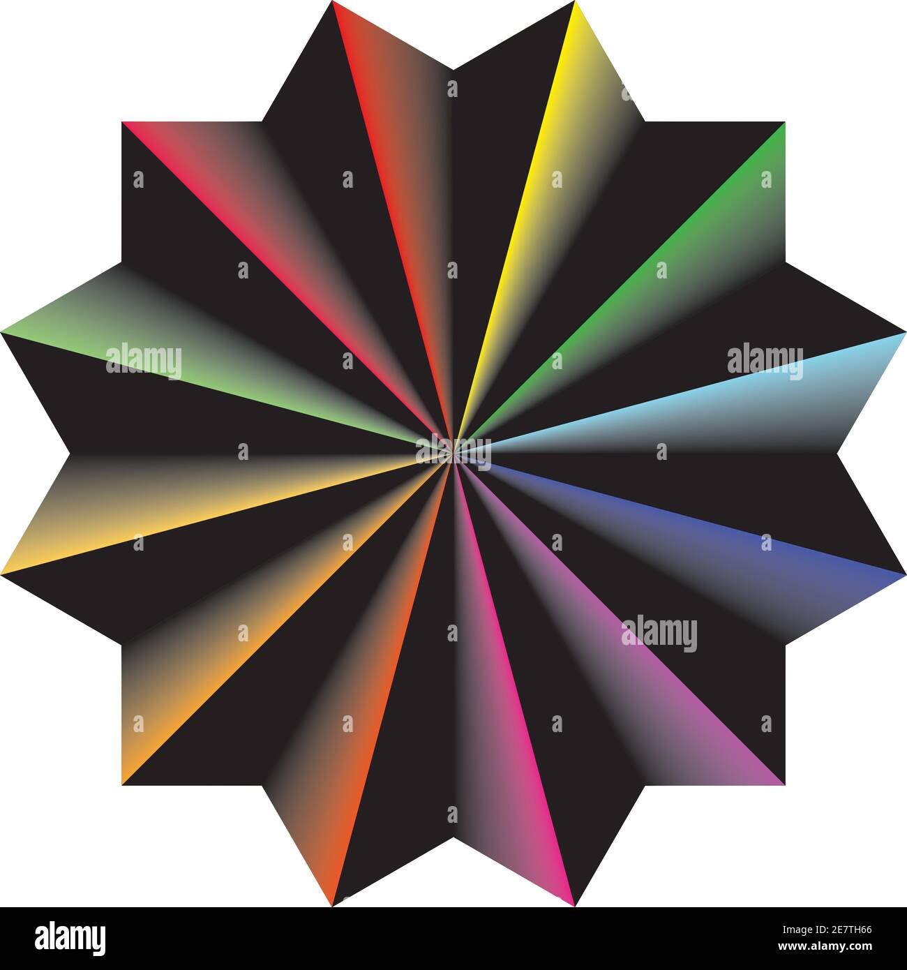 Schwarz zu Farbe Farbfelder Blended oktogon Regenschirm auf transparentem Hintergrund Designer-Schnitt Stock Vektor