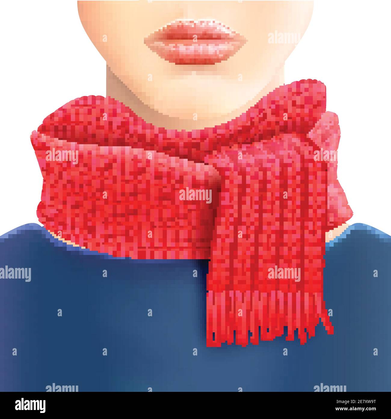 Frau modisch gestrickt roten Schal für Schaufenster und Freizeitkleidung Winter Accessoires Kataloge Vektor Illustration Stock Vektor