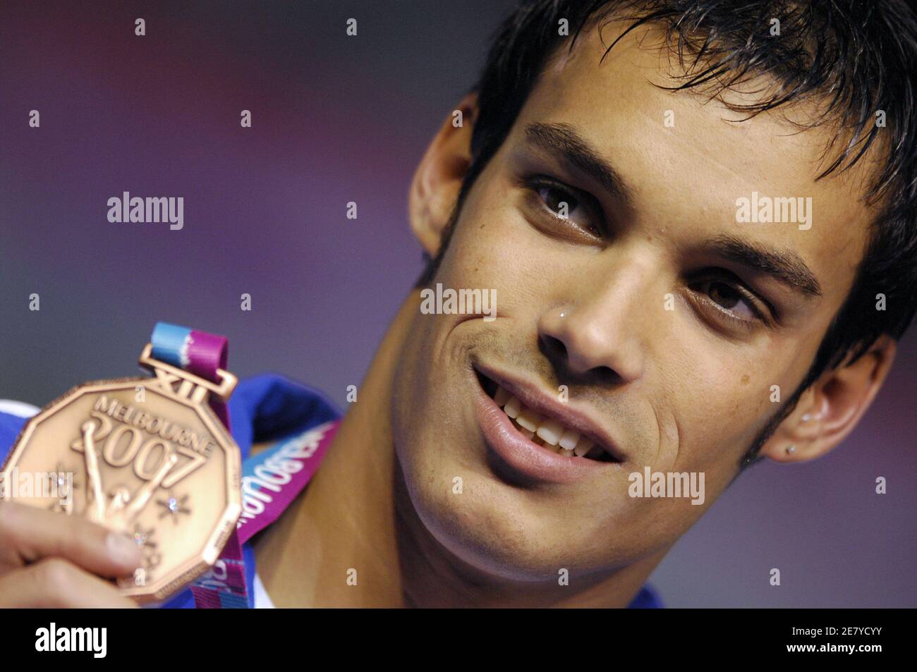 Italiens Luca Marin Bronzemedaille auf Männer 400 Meter Einzelmedley während der 12. FINA World Championships, in der Rod Laver Arena, in Melbourne, Australien, am 1. April 2007. Foto von Nicolas Gouhier/Cameleon/ABACAPRESS.COM Stockfoto