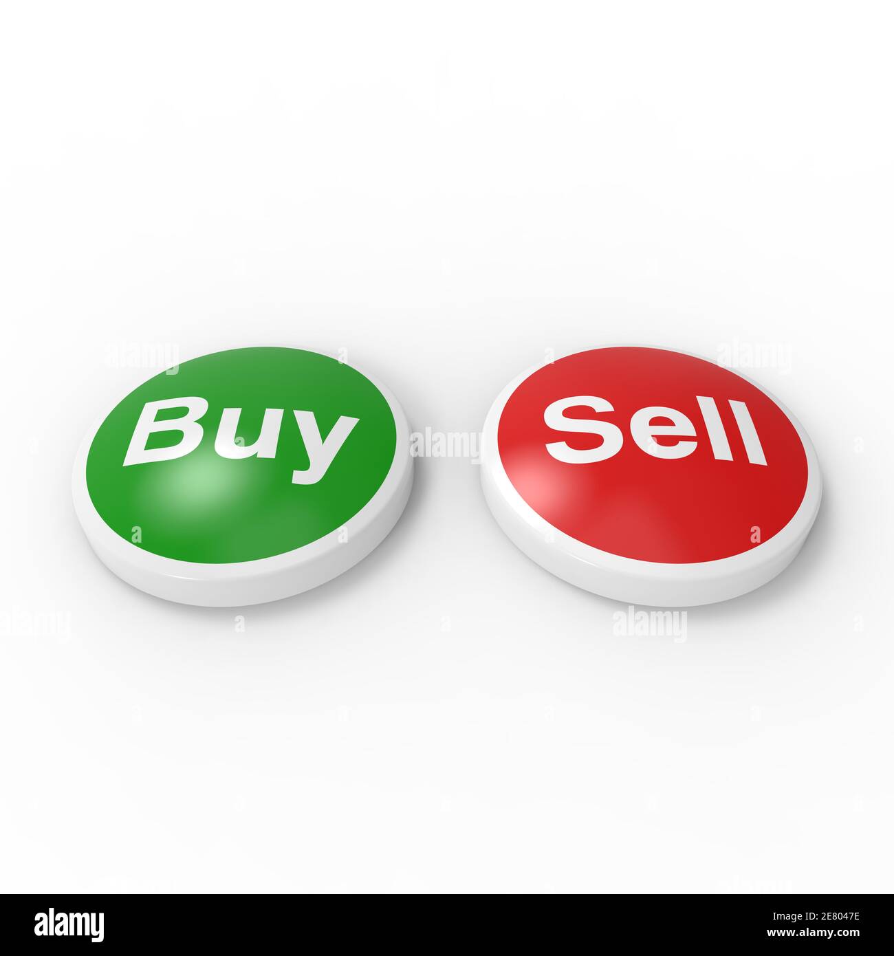 Grün und rot kaufen und verkaufen Tasten auf einem weißen Hintergrund Stockfoto