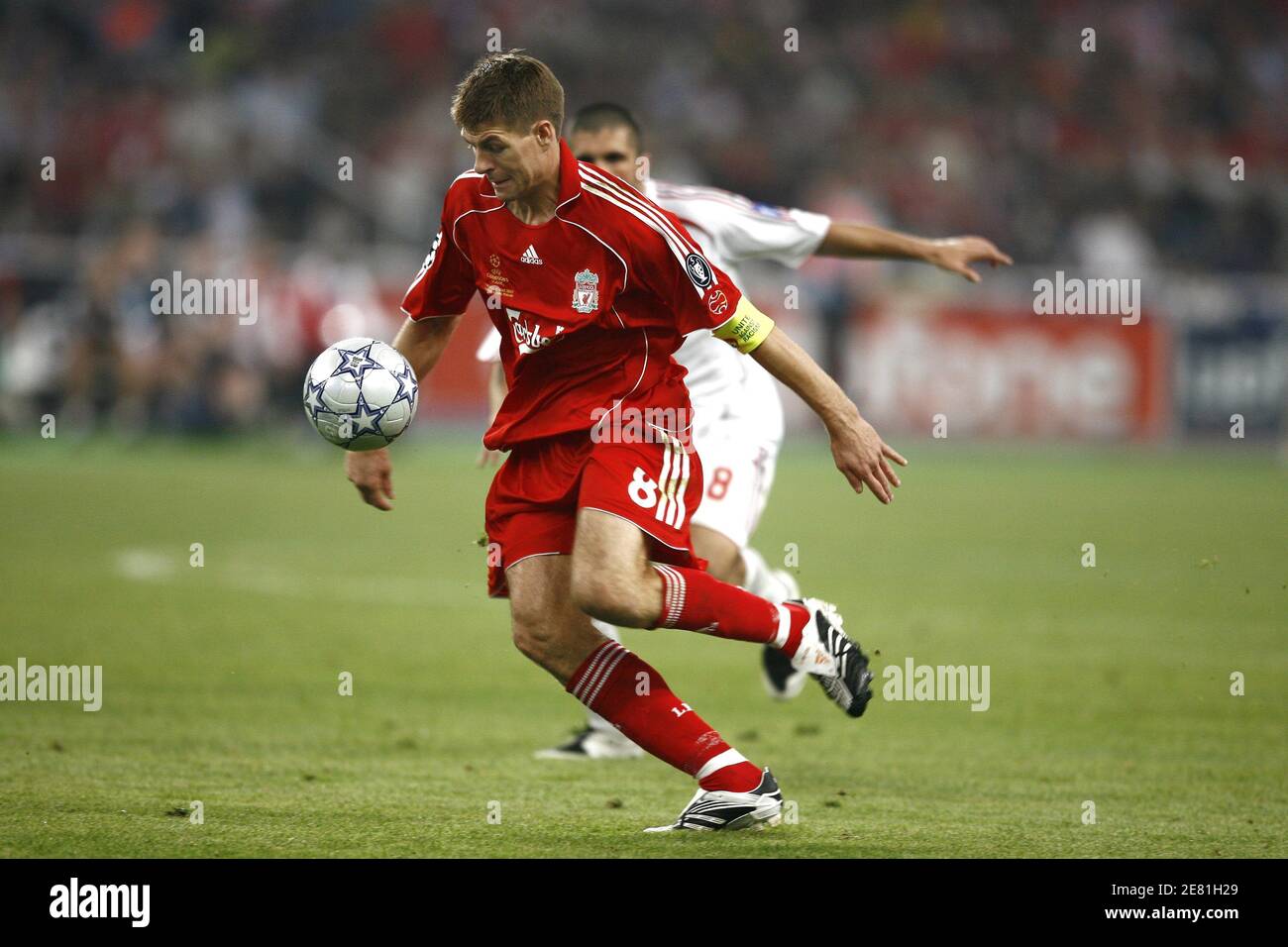 Steven Gerrard aus Liverpool in Aktion während des UEFA Champions League Finales, AC Mailand gegen Liverpool im Olympiastadion in Athen, Griechenland, am 23. Mai 2007. AC Mailand gewann 2:1. Foto von Christian Liewig/ABACAPRESS.COM Stockfoto