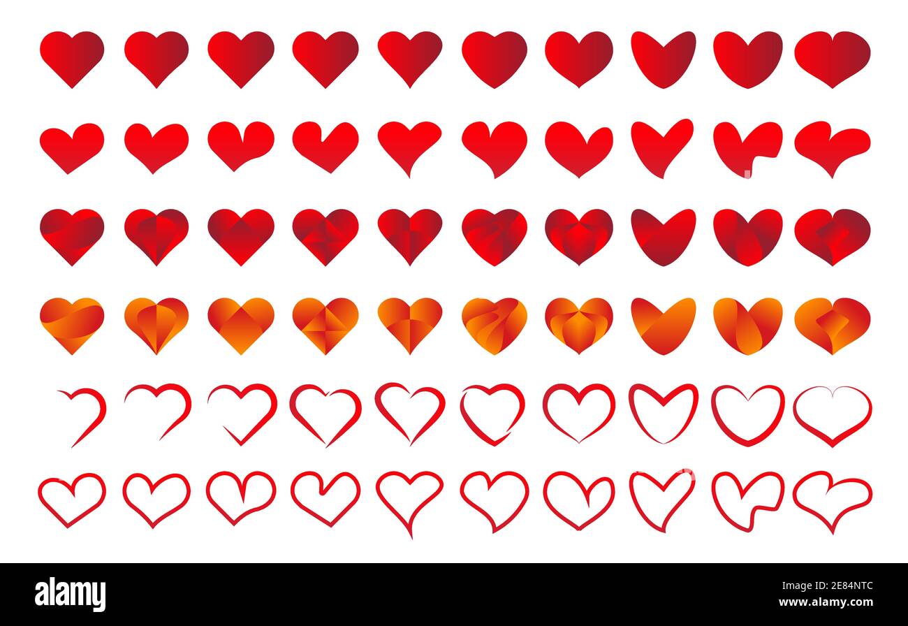 Set von Herz-Symbol für schöne Liebe Tag. Herz oder Liebe Rot Farbe Vektor-Set für Hochzeit, Valentinstag oder alle romantischen Momente. Stock Vektor