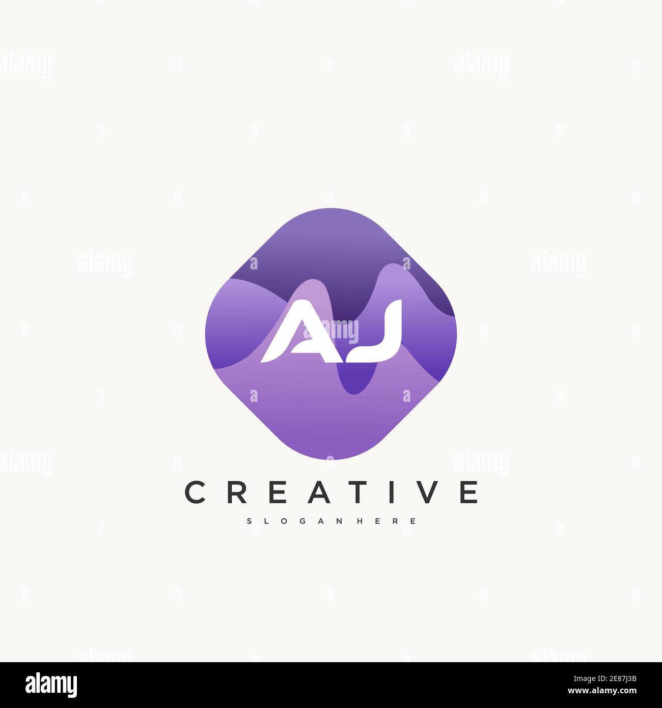 AJ Initial Letter Logo Icon Design Vorlage Elemente mit Welle Farbenfrohe Kunst Stock Vektor