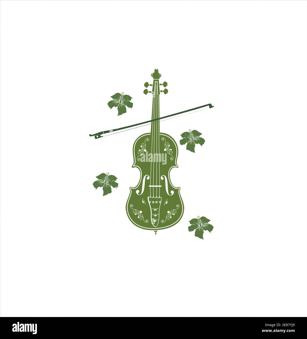 Grünes Blatt Violine oder Cello Logo und Symbol Stock Vektor