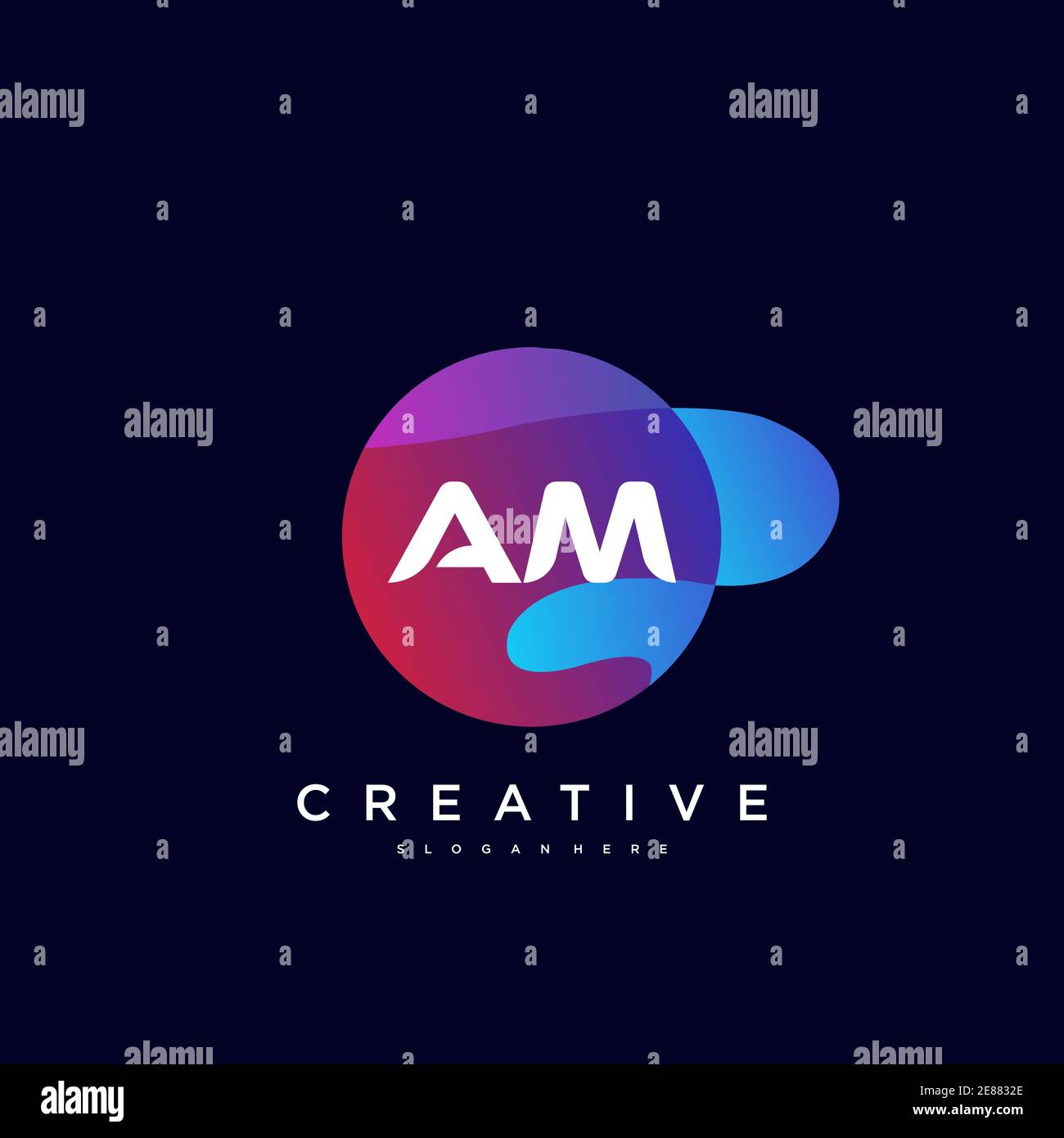 AM Initial Letter Logo Icon Design Vorlage Elemente mit Welle Farbenfrohe Kunst Stock Vektor