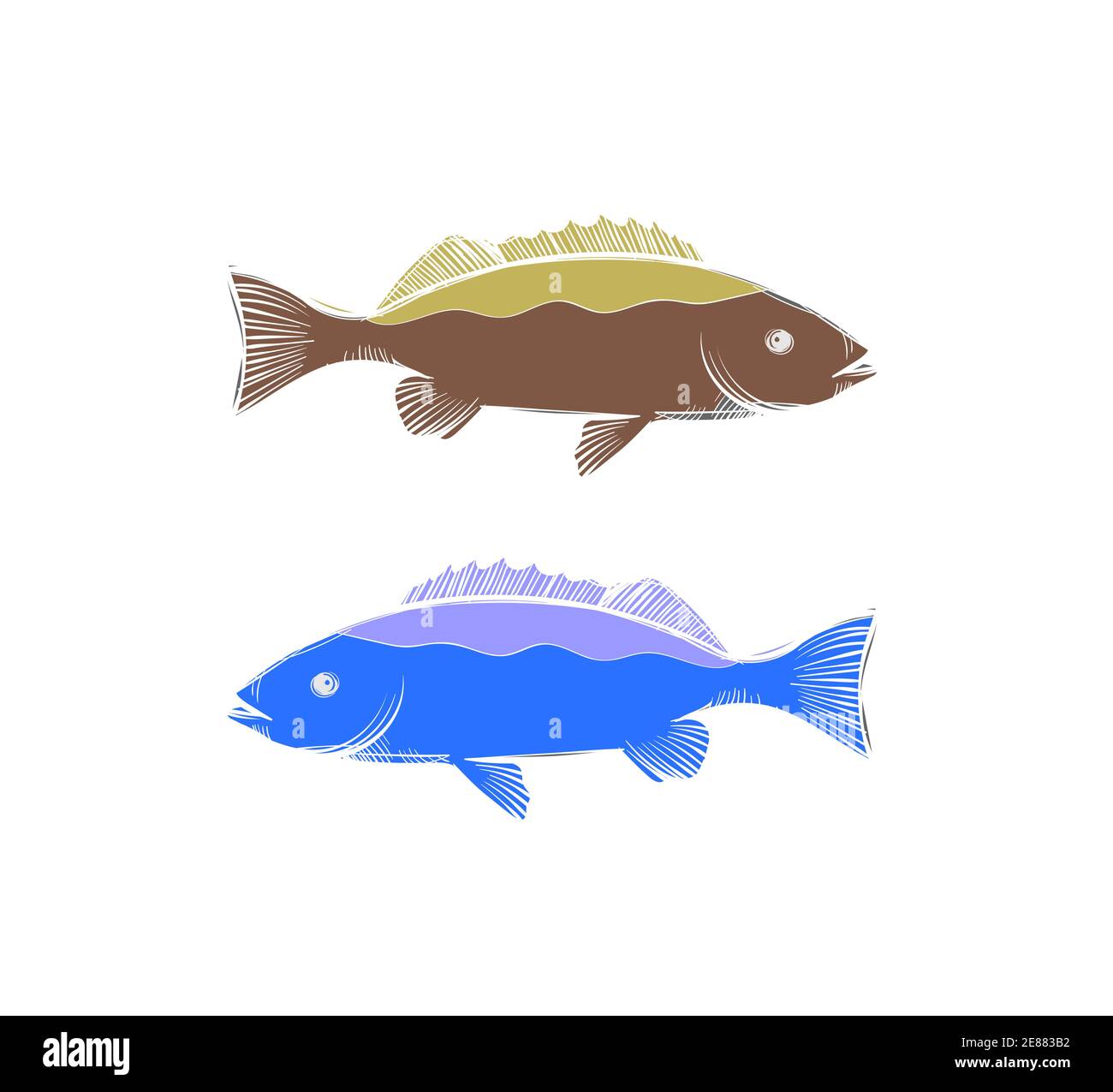 Einfaches Set Karpfen Fisch Vektor-Logo und Illustration Stock Vektor