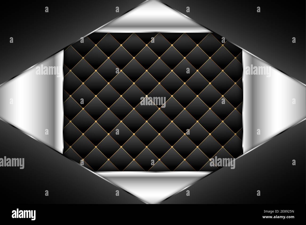 Eleganter metallischer Hintergrund aus schwarzem und silbernem Farbverlauf mit Polsterung.Vektor Abbildung.EPS10 Stock Vektor