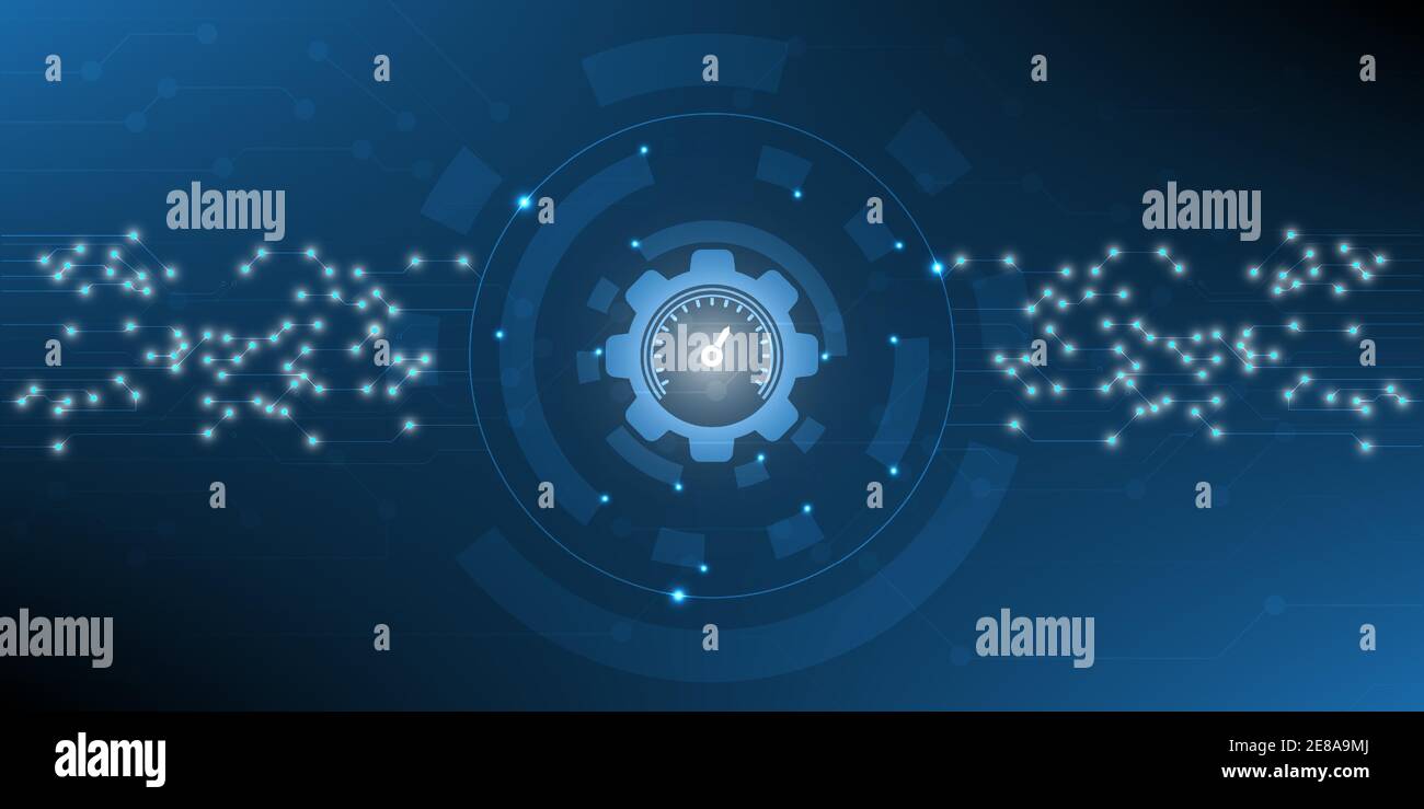 Blaue Technologie-Hintergrund-Verbindung mit Zahnrad für Netzwerk-Konzept.Vektor Abbildung.EPS10 Stock Vektor
