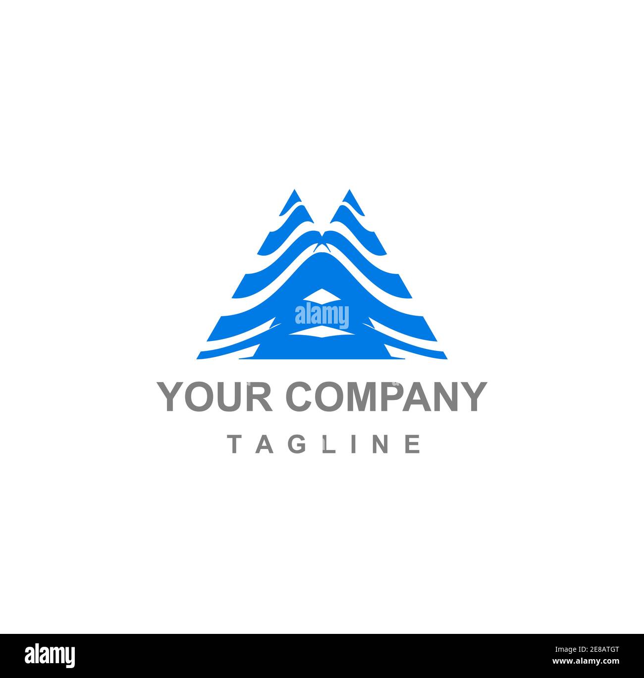 Blaues Dreieck Berg Vektor-Logo und Symbol Stock Vektor