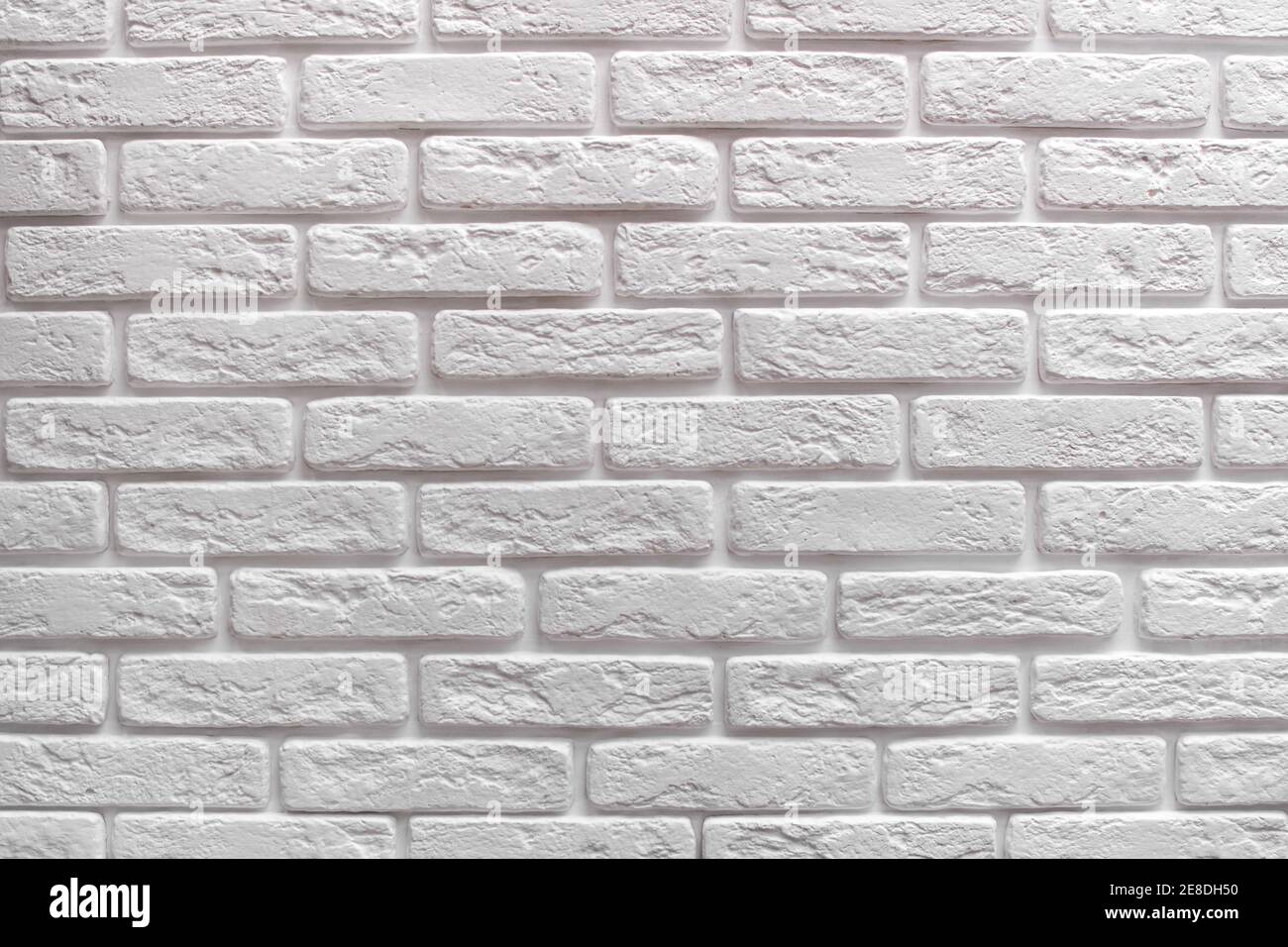 Weißer Backstein Wand Hintergrund. Dekorativer Ziegel für die Innendekoration. Stockfoto