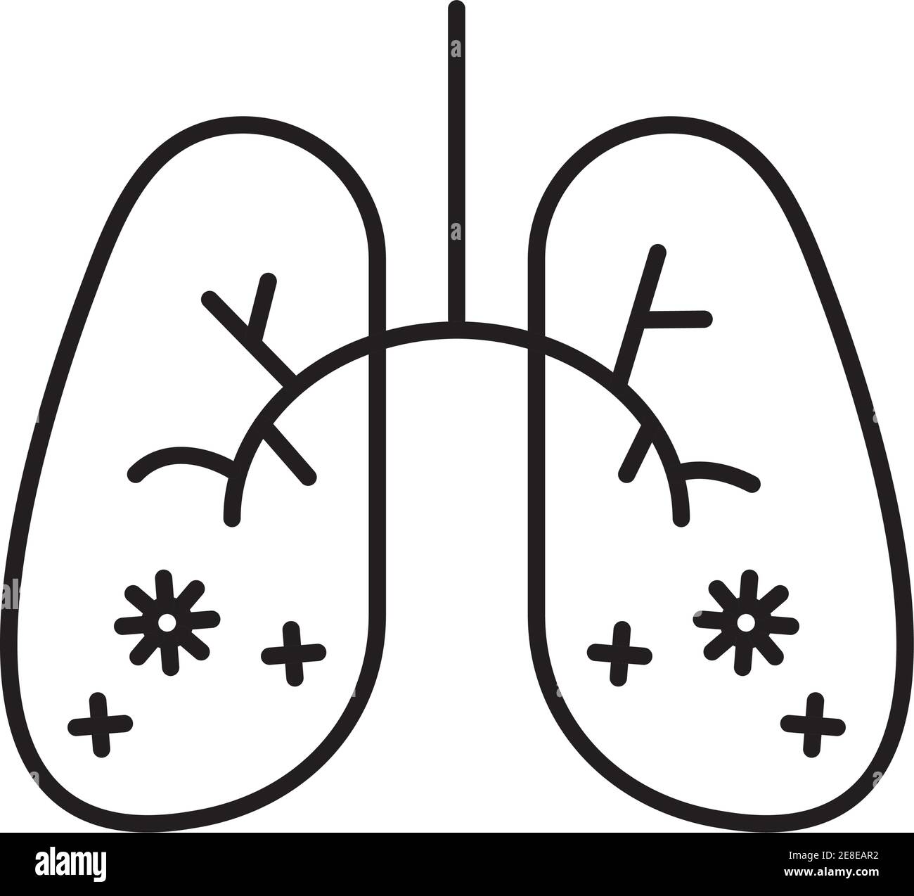 Kovid19 Partikel in menschlichen Lungen Linienart Symbol Vektor Illustration Design Stock Vektor
