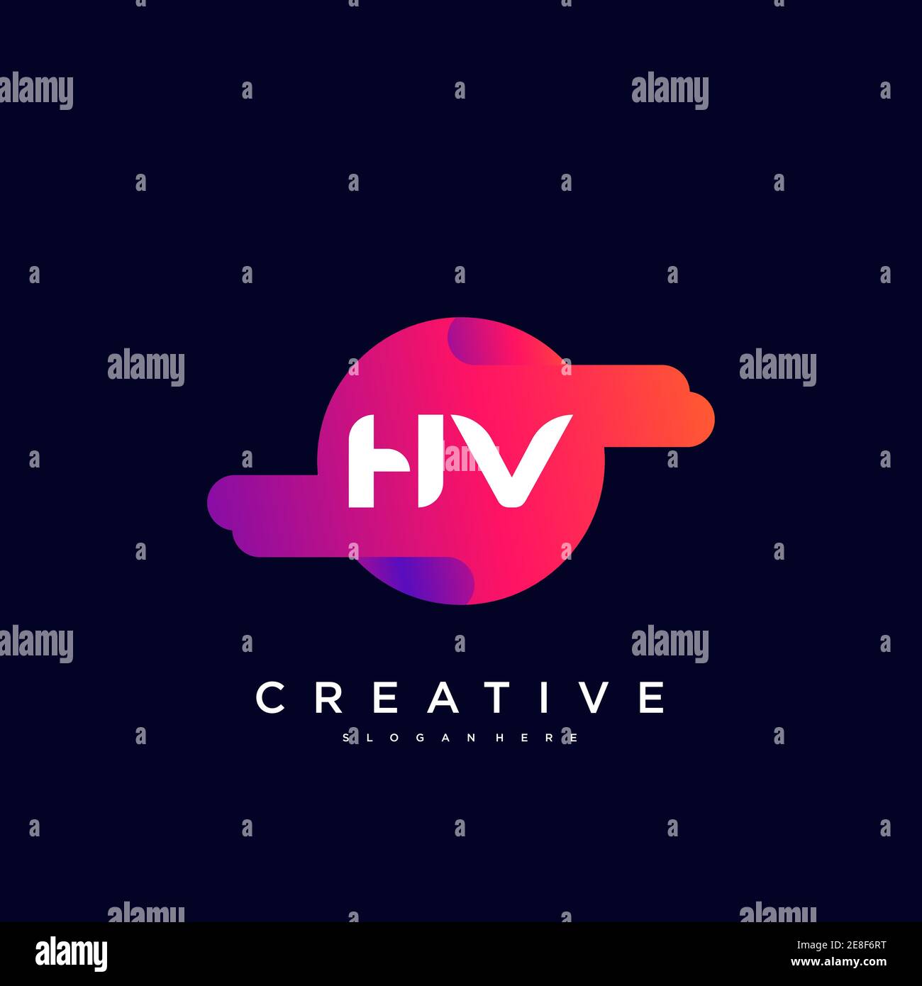 HV Initial Letter Logo Icon Designvorlage Elemente mit Wave Farbenfroh Stock Vektor