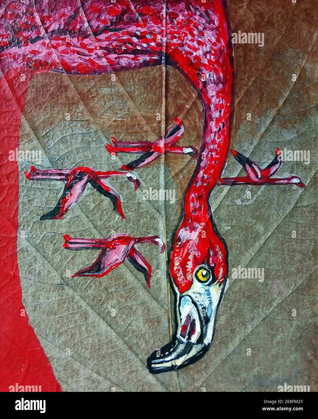 Kunst, Malerei, Hintergrund für Design, Wasserfarben Flamingo Vogel aus thailand Stockfoto