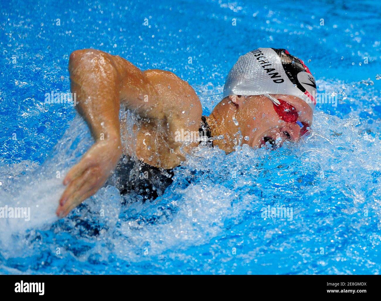 Steffen Gebhardt Deutschland schwimmt, während die Männer moderner Fünfkampf 200m Freistil schwimmen Event an der Beijing 2008 Olympischen Spiele August 21, 2008.     REUTERS/Desmond Boylan (CHINA) Stockfoto