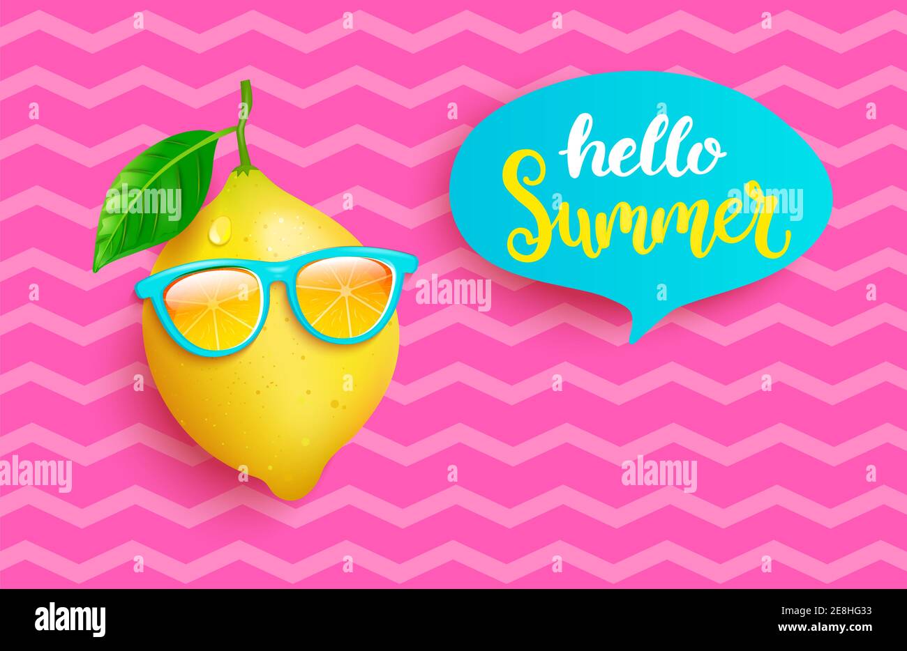 Hallo Sommer Gruß Banner mit Zitrone. Stock Vektor