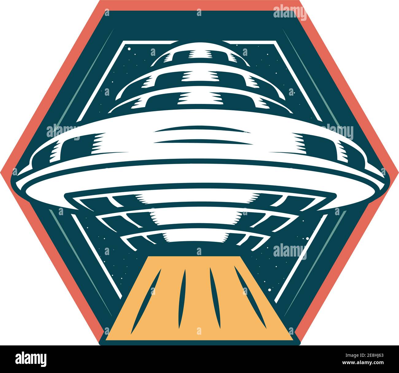 ufo fliegenden Raum in Rahmen Vektor Illustration Design gezeichnet Stock Vektor
