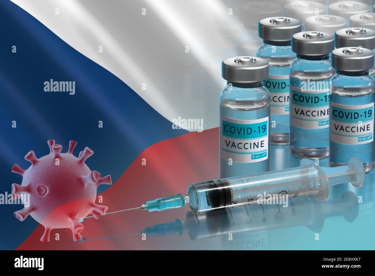 Impfkampagne in der Tschechischen Republik. Stockfoto
