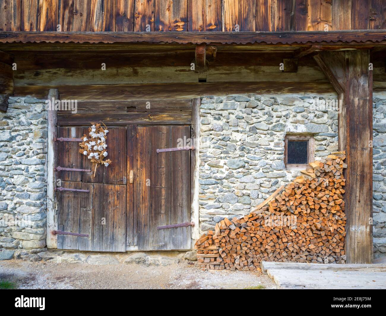 Tiroler Bauernhof Detail, Museum der Tiroler Bauernhöfe, Kramsach, Tirol, Österreich Stockfoto