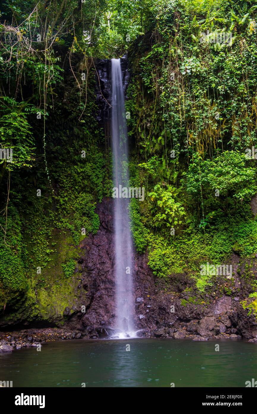 Wasserfall Kaskade Bombaim im Dschungel Innenraum von Sao Tome, Sao Tome und Principe, Atlantik Stockfoto