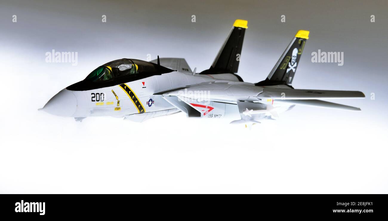 Modell eines amerikanischen Militärflugzeugs Grumman F-14 Tomcat Stockfoto