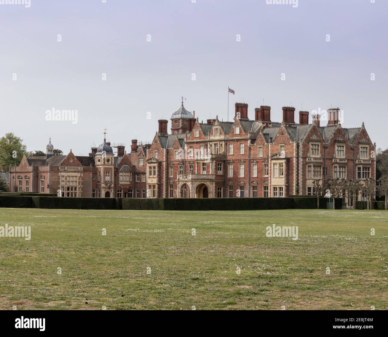 UK, Norfolk, Sandringham Estate, 2019, April, 23: Blick auf das Haus und Grundstück, Sandringham House, Queen Elizabeth II's Landsitz in Norfolk, Stockfoto